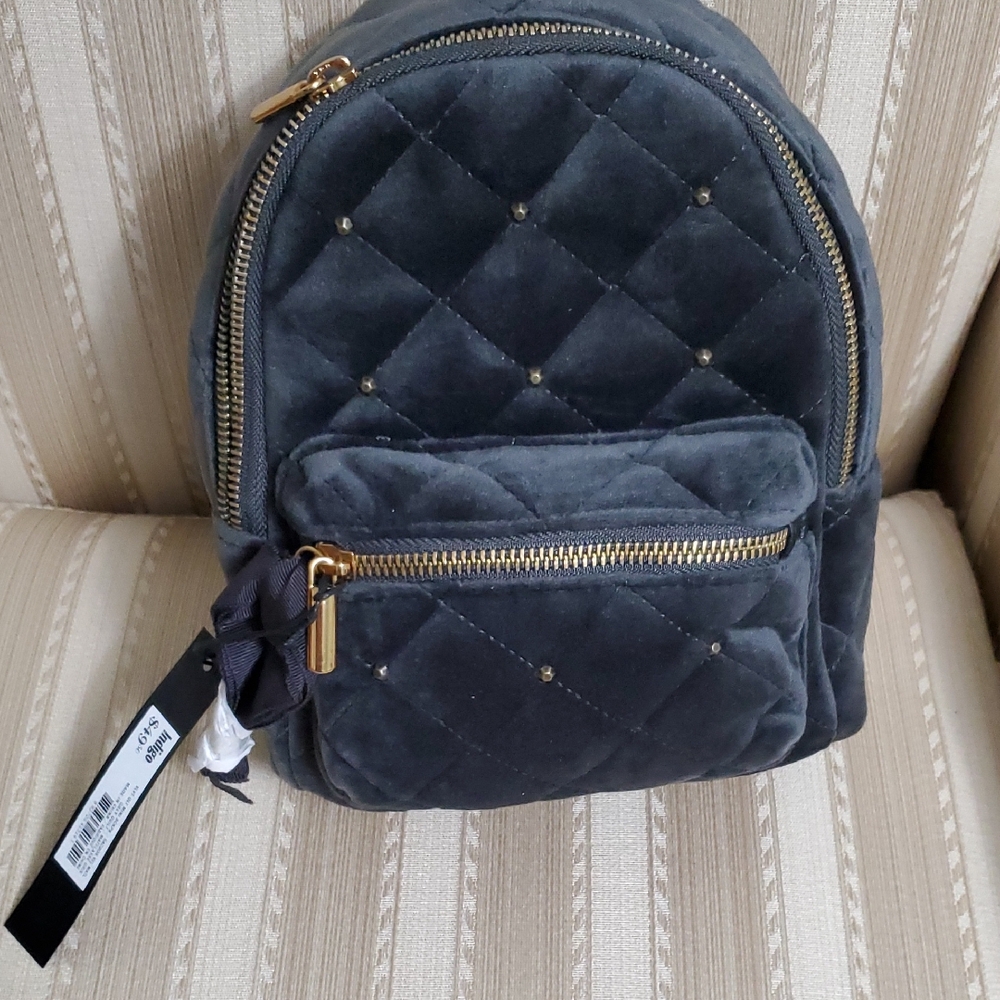 Chic Quilted Black Backpack with Gold Accents